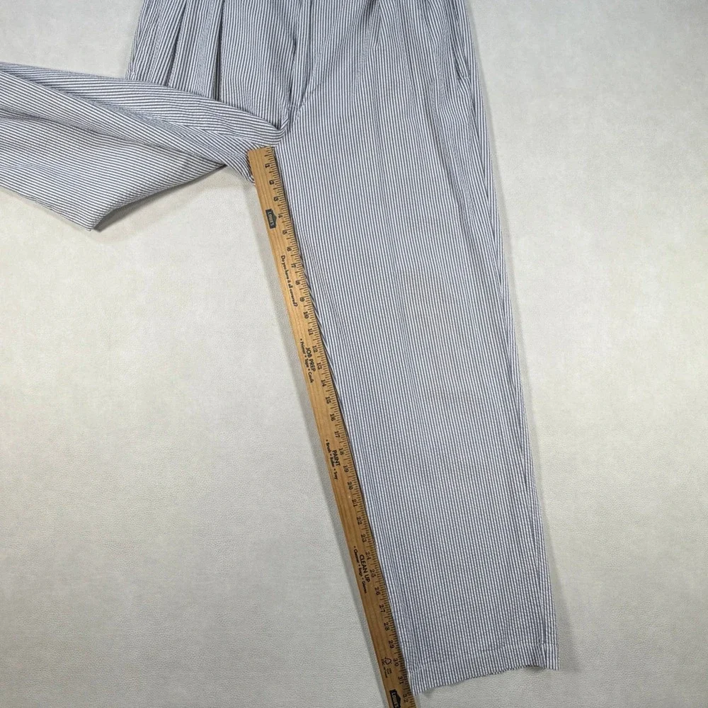 Polo Ralph Lauren Andrew Pant Mens 35x32 Blue White Seersucker Pleated Trousers